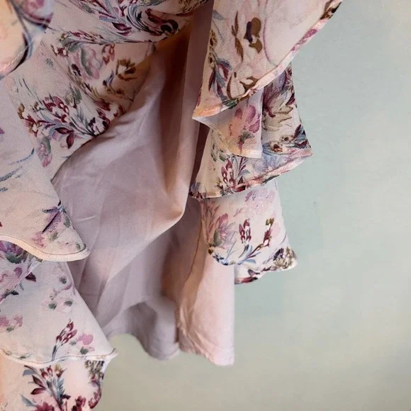 Petal & Pup Fairycore V-Neck Floral Mini Dress Size 6 Open Back Ruffle Cutouts - Picture 8 of 8